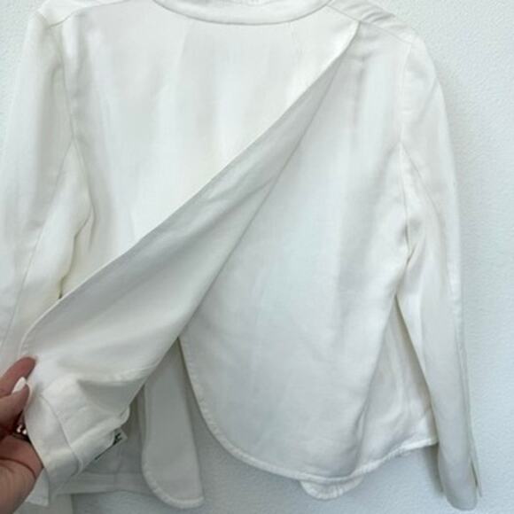 Cartonnier Cream Open Blazer Jacket Size 8 Tencel Tailored Minimalist Neutral - Picture 6 of 7